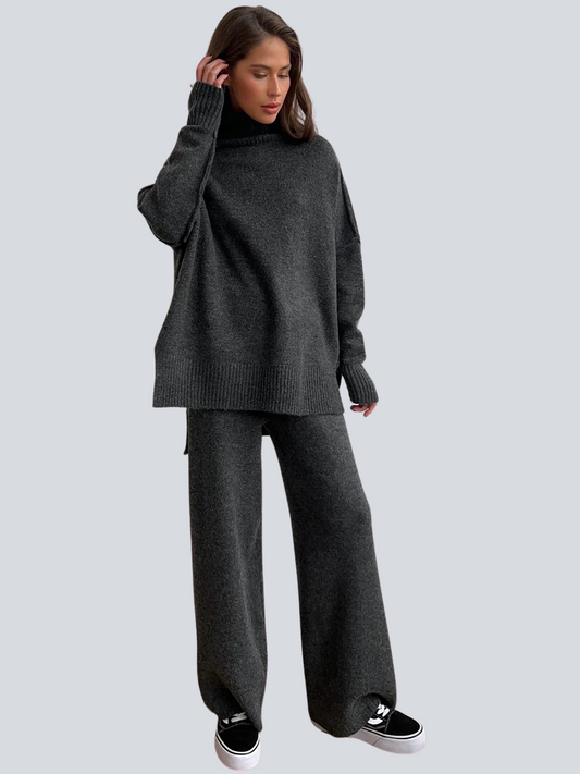 Turtleneck Knit Pants Set