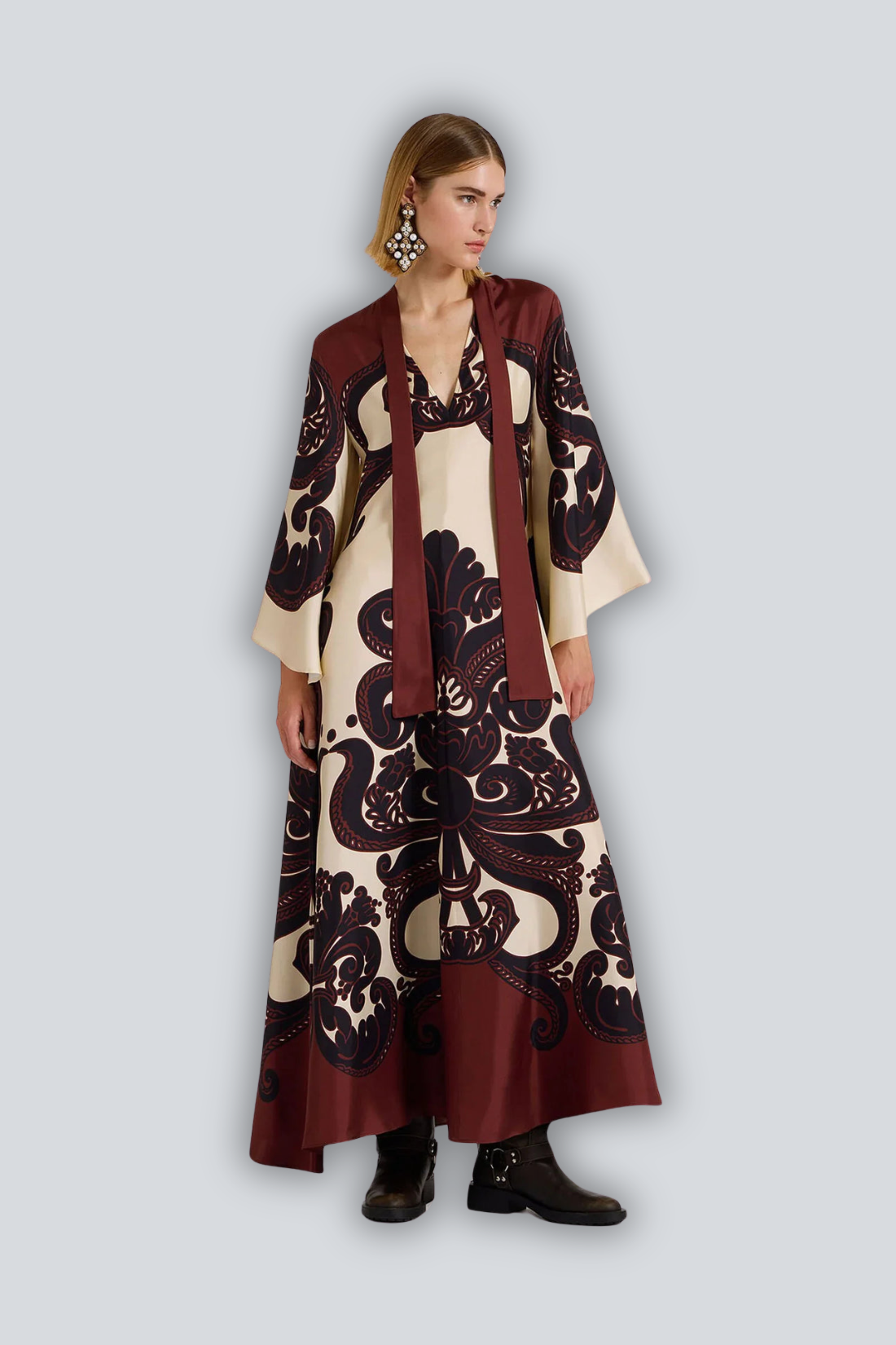Grenadilla print satin dress